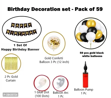 ZYRIC Happy Birthday Balloons Decoration Kits With Gold, Black and White Balloons-thumb2