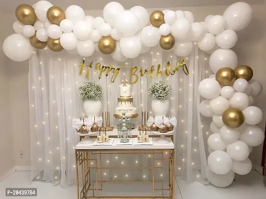 ZYRIC Happy Birthday Balloons Decoration Kits With White and Gold Balloons.