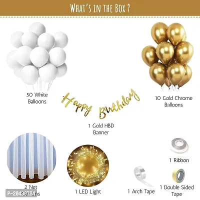 ZYRIC Happy Birthday Balloons Decoration Kits With White and Gold Balloons.-thumb2