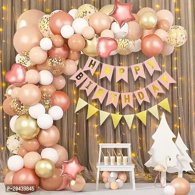 ZYRIC Happy Birthday Balloons Decoration Kits With Rose and White Balloons.-thumb0