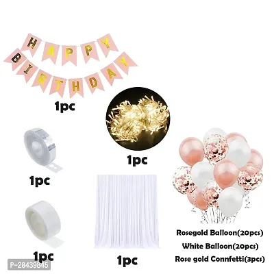 ZYRIC Happy Birthday Balloons Decoration Kits With Rose and White Balloons.-thumb2