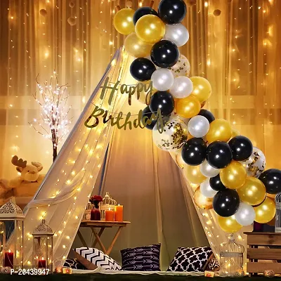 ZYRIC Happy Birthday Balloons Decoration Kits With Gold, Black and White Balloons.