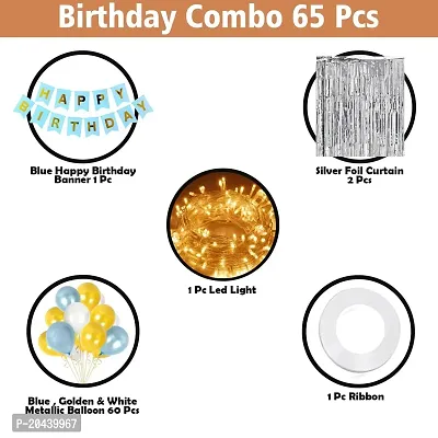 ZYRIC Happy Birthday Balloons Decoration Kits With Blue, Gold and White Balloons.-thumb2