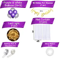 ZYRIC Happy Birthday  Purple and White Balloons Decoration Kits with Net White Curtain (Pack of 37pcs)-thumb1