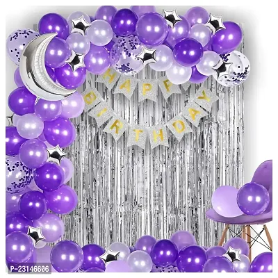 ZYRIC Happy Birthday Purple Balloons  Decoration Kits  (pack of 93pcs)