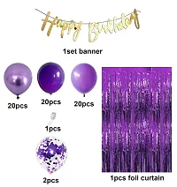 ZYRIC Happy Birthday Purple Balloons  Decoration Kits  (pack of 64pcs)-thumb1