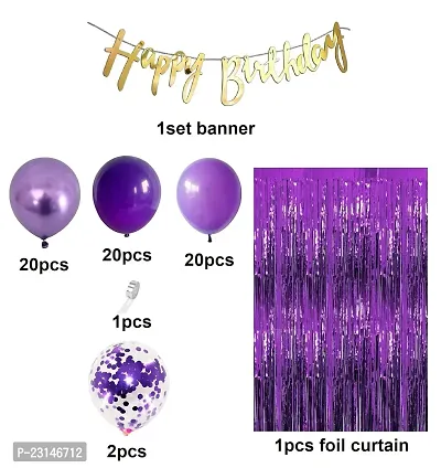 ZYRIC Happy Birthday Purple Balloons  Decoration Kits  (pack of 64pcs)-thumb2