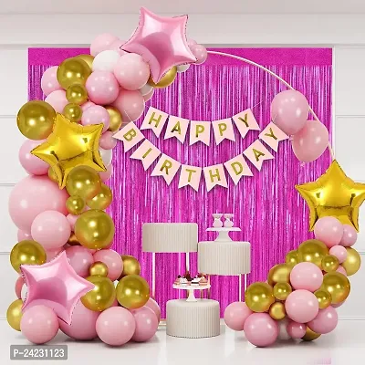 Happy Birthday Decoration Combination of pink and Gold Balloons (pack of 48pcs)
