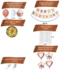 ZYRIC Happy Birthday Rose Gold Balloons Decoration with Star and Heart Balloon (pack of 52pcs)-thumb1