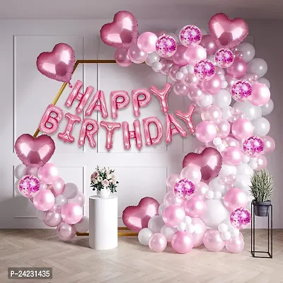 ZYRIC Happy Birthday Pink Balloons Decoration with Heart Balloon (pack of 41pcs)