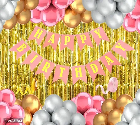 ZYRIC Happy Birthday  Decoration Kits with Pink, Silver and Gold Balloons.  (pack of 40pcs)-thumb0