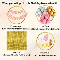 ZYRIC Happy Birthday  Decoration Kits with Pink, Silver and Gold Balloons.  (pack of 40pcs)-thumb1