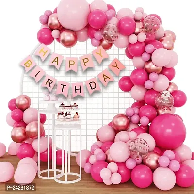 ZYRIC Happy Birthday  Decoration with Pink and Rose Gold Balloons Combination Kits (pack of 51pcs)