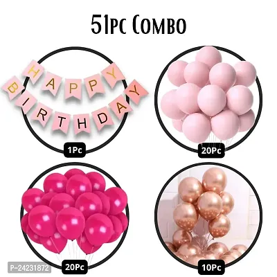 ZYRIC Happy Birthday  Decoration with Pink and Rose Gold Balloons Combination Kits (pack of 51pcs)-thumb2