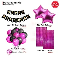 ZYRIC Happy Birthday  Decoration Kits with Pink and Black Balloons (pack of 33pcs)-thumb1