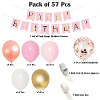 ZYRIC Happy Birthday  Decoration Kits with Pink, White, Rose Gold and Gold Balloons Combination (pack of 57pcs)-thumb1