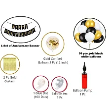 ZYRIC Happy Anniversary Decoration kits with White, Black and Gold Balloons (pack of 59pcs)-thumb2