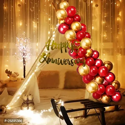 ZYRIC Happy Anniversary Decoration kits Red and Gold Balloons For Couples (pack of 26pcs)-thumb0