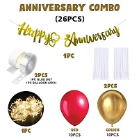 ZYRIC Happy Anniversary Decoration kits Red and Gold Balloons For Couples (pack of 26pcs)-thumb1