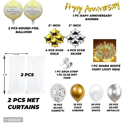 ZYRIC Happy Anniversary Decoration kits with Star Gold Balloon For Couples (pack of 96pcs)-thumb2