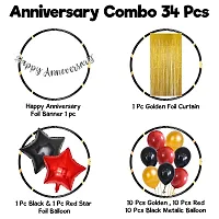 ZYRIC Happy Anniversary Decoration kits with Red, Black and Gold Balloons (pack of 34pcs)-thumb1