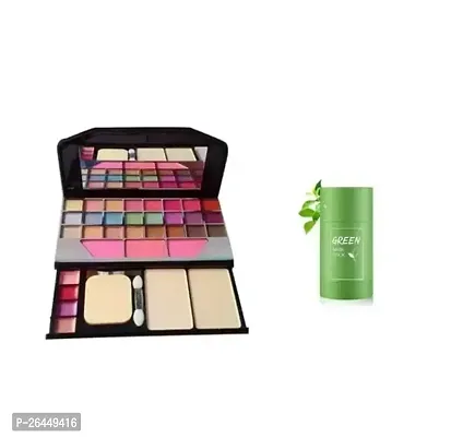 Multicolour Makeup Kit And 1 Green Tea Facial Purifying Clay Stick Mask For Oil Control Vitamin-E - Pack Of 2-thumb0