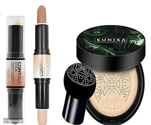 Korean Mushroom Headed Sunisa Foundation Bb Cc Cream With 2 In 1 Contour Stick