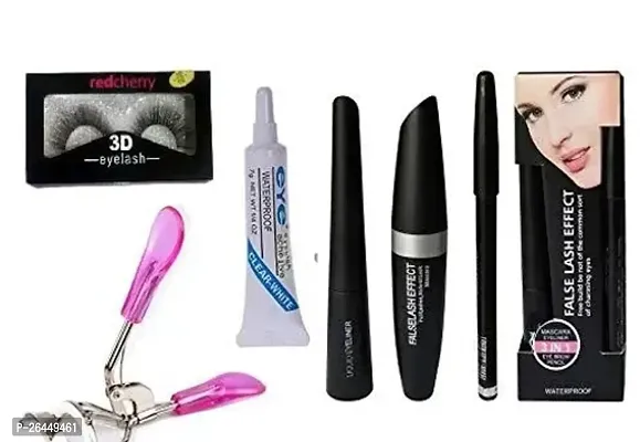 Eye Makeup Combo Kit 1 Eyelash Curler 1 3D Eyelash 3 In 1 Mascara Combo Pack 1 Eyelash Glue-thumb0