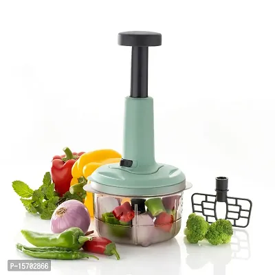 2IN1 PUSH CHOPPER 800ML STAINLESS STEEL BLADE QUICK  POWERFUL MANUAL HAND HELD FOOD CHOPPER TO CHOP  CUT FRUITS, VEGETABLES, HERBS-thumb0