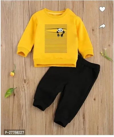 Stylish Yellow Cotton Blend Printed Tops with Trousers For Boys-thumb0