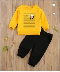 Stylish Yellow Cotton Blend Printed Tops with Trousers For Boys-thumb1