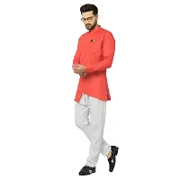 BENSTITCH Men's Magic Cotton Regular Solid Short Kurta with Pajama (XL(42), Red)-thumb4