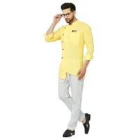 BENSTITCH Men's Magic Cotton Regular Solid Short Kurta with Pajama (XL(42), Yellow)-thumb2