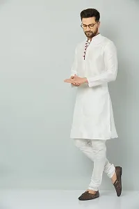 LEMONX Men?s and Boys Indian Traditional Dupion Silk Kurta Pyjama/Pajama for Wedding and Party Combo Set White-thumb4