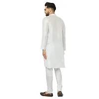 BENSTITCH Men's Silk Blend Regular Kurta Churidar Pyjama Set (M(38), White)-thumb1