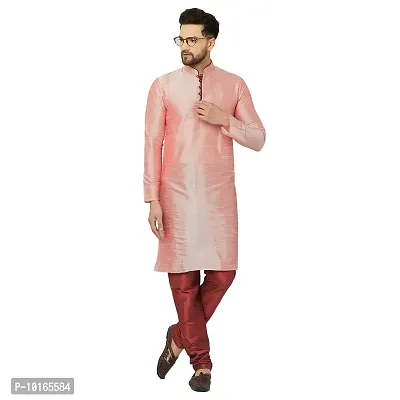 LEMONX Men?s and Boys Indian Traditional Dupion Silk Kurta Pyjama/Pajama for Wedding and Party Combo Set-thumb0