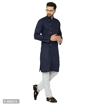 BENSTITCH Mens fancy kurta pajama set (XL(42), Navy Blue)