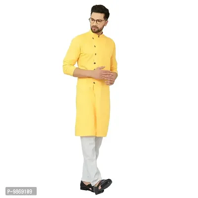 BENSTITCH Mens fancy kurta pajama set (XXL(44), Mustard)