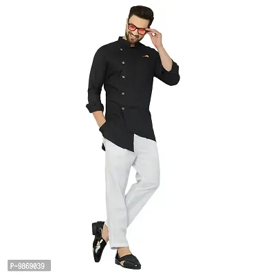 BENSTITCH Men's Self design Kurta  Pant Pyjama Set (XL(42), Black)