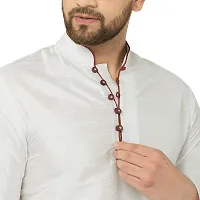 BENSTITCH Men's Silk Blend Regular Kurta Churidar Pyjama Set (M(38), White)-thumb3