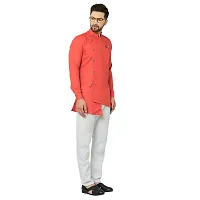 BENSTITCH Men's Magic Cotton Regular Solid Short Kurta with Pajama (XL(42), Red)-thumb2