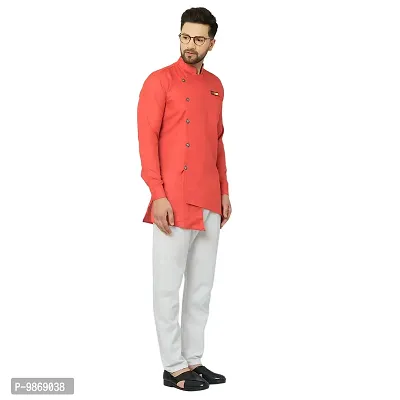 BENSTITCH Men's Magic Cotton Regular Solid Short Kurta with Pajama (XL(42), Red)-thumb3