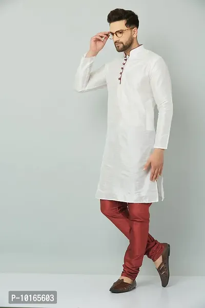 LEMONX Men?s and Boys Indian Traditional Dupion Silk Kurta Pyjama/Pajama for Wedding and Party Combo Set-thumb5