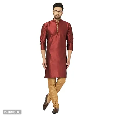 LEMONX Men?s and Boys Indian Traditional Dupion Silk Kurta Pyjama/Pajama for Wedding and Party Combo Set