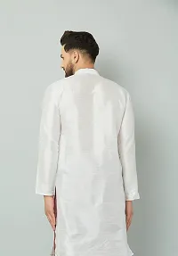 LEMONX Men?s and Boys Indian Traditional Dupion Silk Kurta Pyjama/Pajama for Wedding and Party Combo Set White-thumb1
