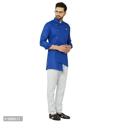 BENSTITCH Men's Magic Cotton Regular Solid Short Kurta with Pajama (XXL(44), Royal Blue)