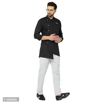 BENSTITCH Men's Magic Cotton Regular Solid Short Kurta with Pajama (L(40), Black)