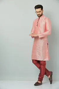 LEMONX Men?s and Boys Indian Traditional Dupion Silk Kurta Pyjama/Pajama for Wedding and Party Combo Set-thumb3