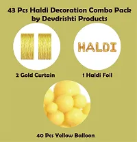 Devdrishti Products Haldi Ceremony Decoration Pack Of 43 Pcs Kit Comes With 40 Yellow Balloons 1 Haldi Foil Balloon And 2 Pcs Golden Curtains For Haldi Function Decoration At Home Or Hall-thumb1