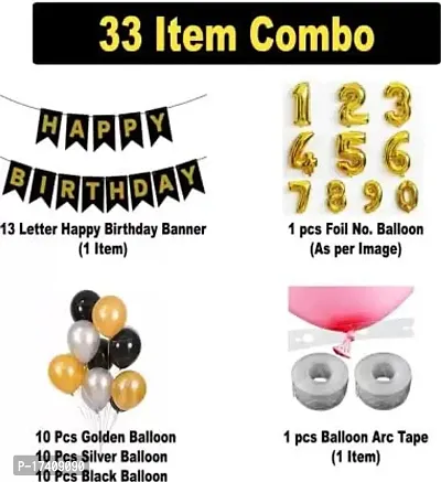 Devdrishti Products Happy Birthday 4 Year Decoration Kit For Boy And Girl Birthday Party Decoration 33 Pcs Golden Combo Items 30 Balloons 1 Birthday Banner 1 Arc Tape 1 No Foil-thumb2